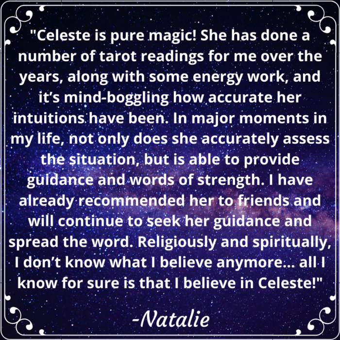 positive tarot testimonial from Natalie